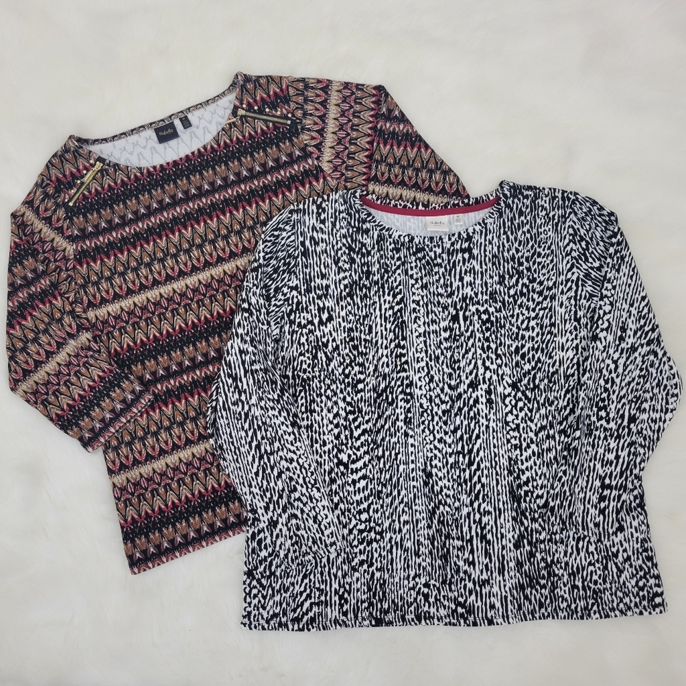 Rafaella Studded Zipper Top Bundle Plus 2X